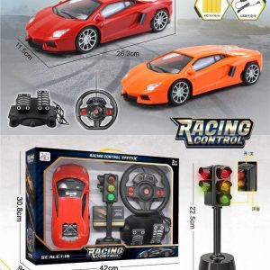 ماشین کنترلی با فرمان و پدال با چراغ راهنمایی،شارژی