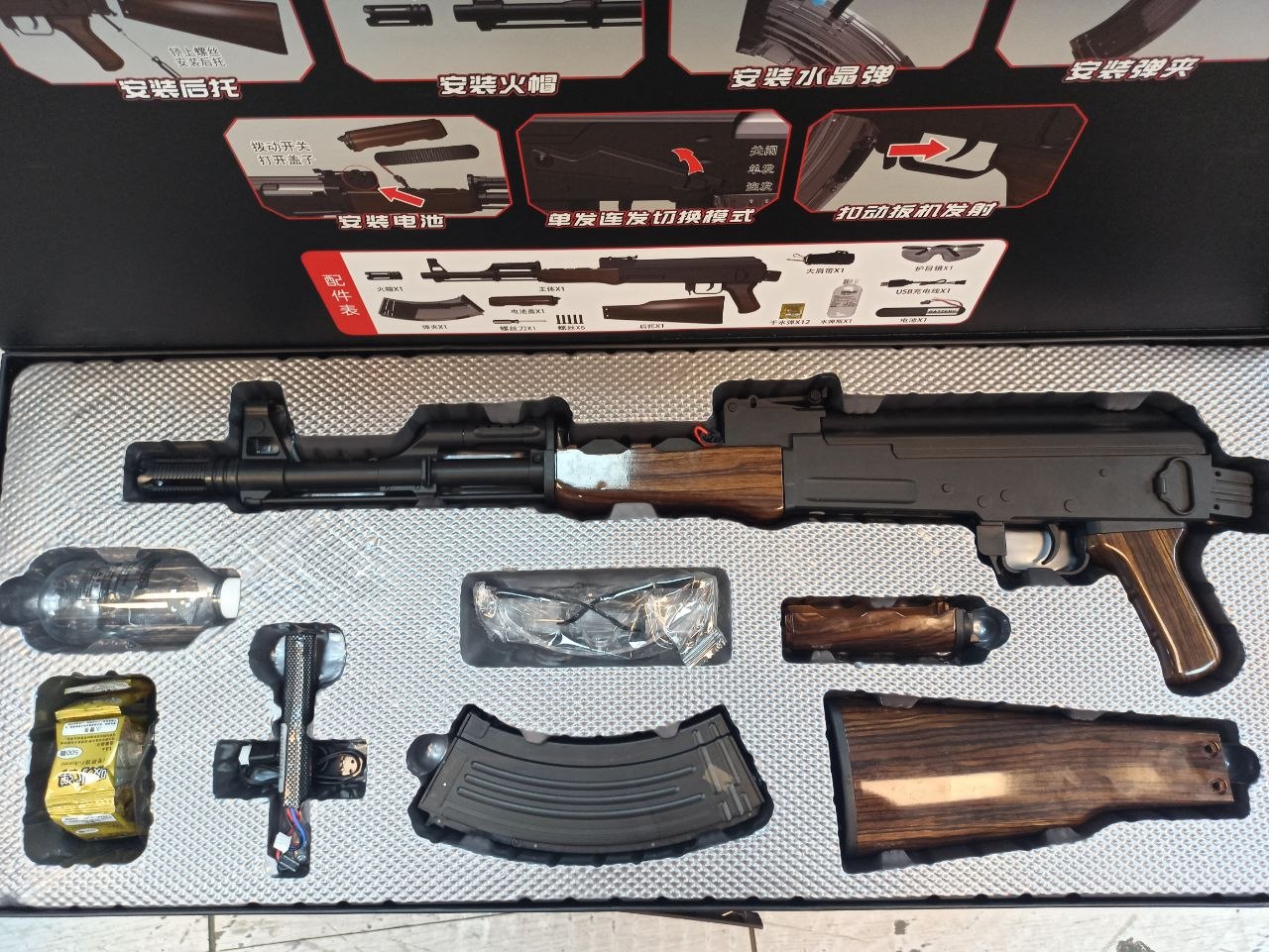 photo_2026-07-31_15-58-16 تفنگ کلاش AK47 فلزی تیر ژله ای خشاب برقی حرفه ای - Image 1